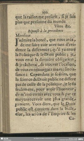 Réponse à la precedente : Antwort auf die vorhergehende