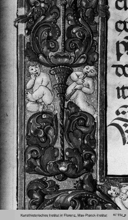 Anfangsseite - Missale, Anfangsseite: Initialen m. David u. Gottvater
