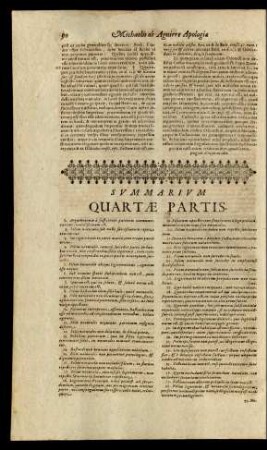 Svmmarivm Quartae Partis.