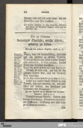Die 3te Ordnung derjenigen Sprüche, welche lehren, gedultig zu leiden.