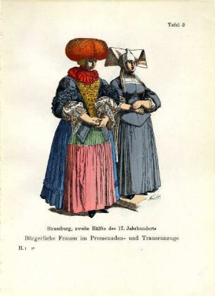 Grafik "Bürgerliche Frauen im Promenaden- und Traueranzuge"