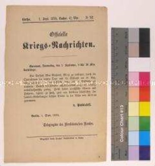 Kriegsdepesche des Norddeutschen Bundes über die Kriegsereignisse 1870 bei Metz und Sedan