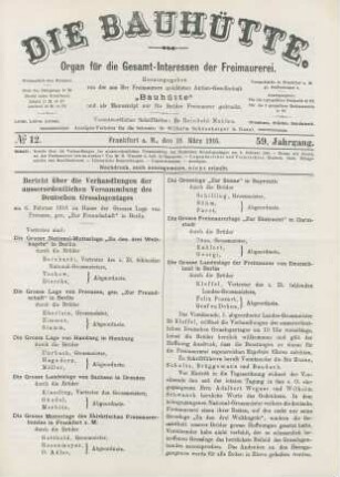 No. 12. Frankfurt a. M., den 18. März 1916. 59. Jahrgang.