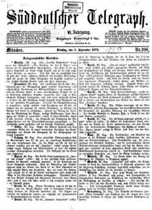 Süddeutscher Telegraph : Münchner Abendzeitung. 1873,9/12 = Jg. 6