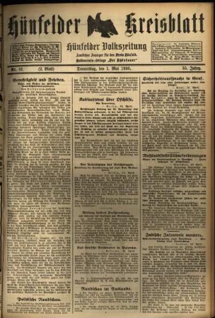 Zweite Ausgabe vom Donnerstag, den 01. Mai 1930.