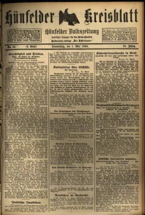 Zweite Ausgabe vom Donnerstag, den 01. Mai 1930.