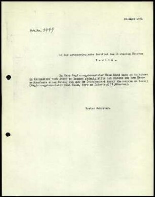 Schreiben; G. Karo an AIDR