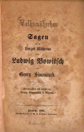Volksmährchen und Sagen aus der Vorzeit