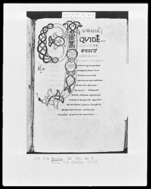 Evangeliar — Initiale Q(uoniam quidem), Folio 154recto