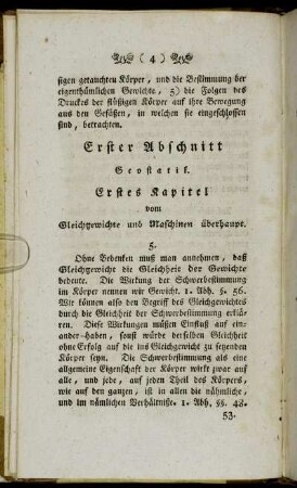 Erstes Kapitel vom Gleichgewichte und Maschinen überhaupt.