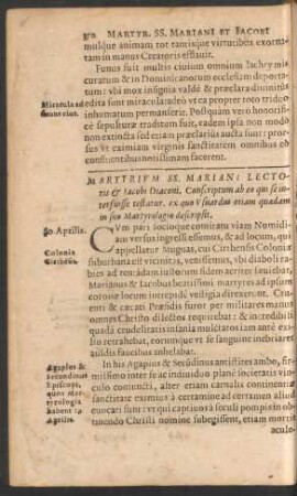 Martyrium SS. Mariani Lectoris et Iacobi Diaconi.