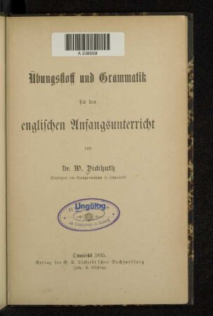 Übungsstoff und Grammatik für den englischen Anfangsunterricht