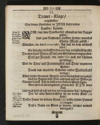 II. Trauer-Klage ...