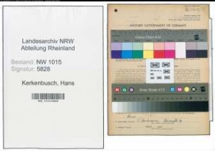 Entnazifizierung Hans Kerkenbusch , geb. 05.06.1903 (Spediteur)