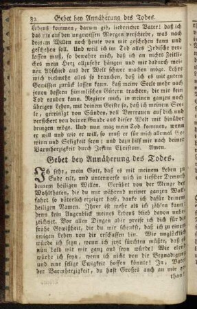 Gebet bey Annäherung des Todes.
