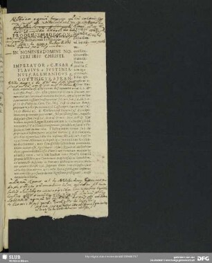 Prooemium De Confirmatione Institutionum a.