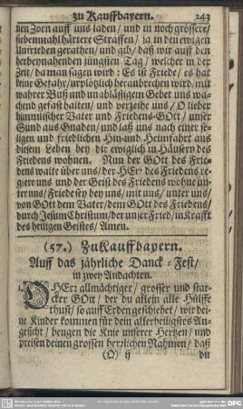 (57.) Zu Kauffbayern. Auff das jährliche Danck-Fest, in zwey Andachten
