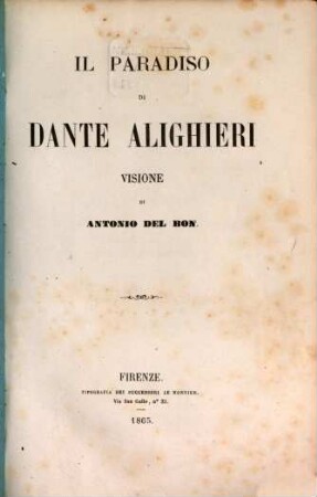 Il Paradiso di Dante Alighieri : Visione di Antonio Del Bon