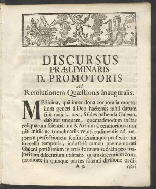Discursus Praeliminaris D. Promotoris