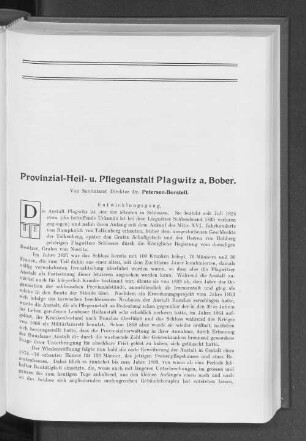 Provinzial-Heil uu. Pflegeanstalt Plagwitz a. Bober.