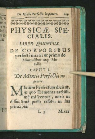 Physicae Specialis. Liber Qvintvs. De Corporibus perfectè mixtis ...