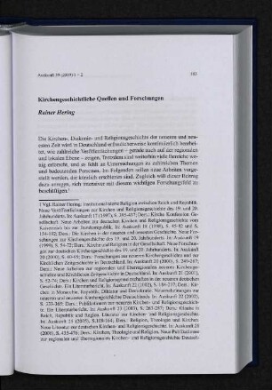 Kirchengeschichtliche Quellen und Forschungen