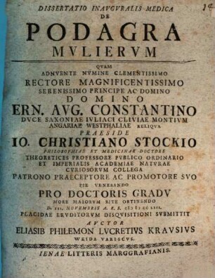 Diss. inaug. med. de podagra mulierum
