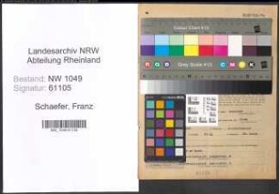 Entnazifizierung Franz Schaefer , geb. 30.03.1896 (Rentmeister)