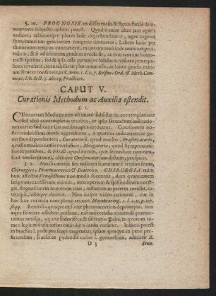 Caput V. Curationis Methodum ac Auxilia ostendit.