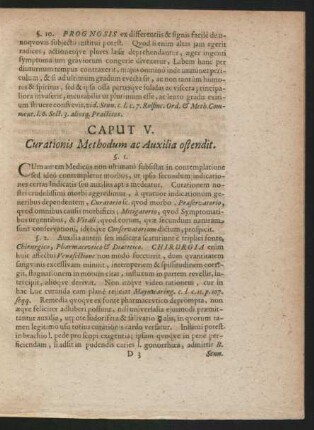Caput V. Curationis Methodum ac Auxilia ostendit.