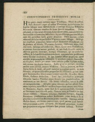 Christophorus Fridericus Wolle Lipsiensis.