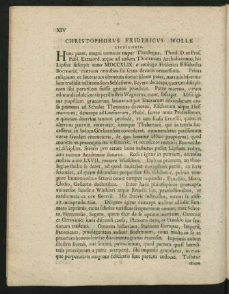 Christophorus Fridericus Wolle Lipsiensis.