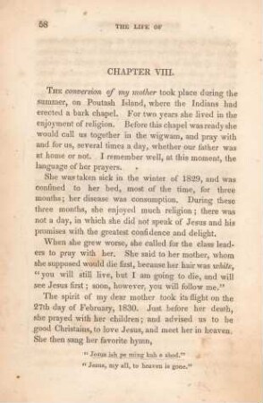 Chapter VIII. [My mother's conversion and happy death; grief]