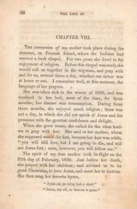Chapter VIII. [My mother's conversion and happy death; grief]