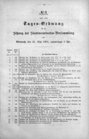 Tages-Ordnung No. 11. (185-227), 23. Mai 1906