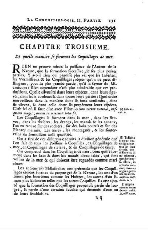 Chapitre Troisieme. De quelle maniére se forment le Coquillages de mer