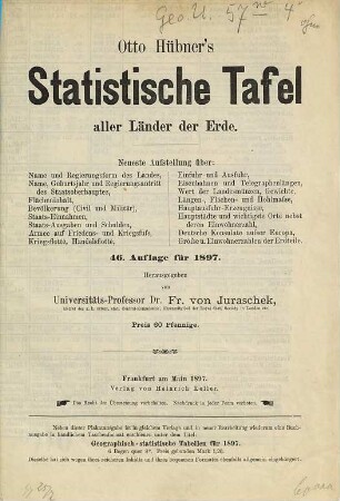 Otto Hübner's statistische Tafel aller Länder der Erde. 46. 1897