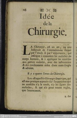 Ideé de la Chirurgie