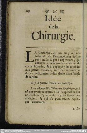 Ideé de la Chirurgie
