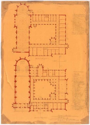 Dominikanerkloster, Luxemburg: Grundrisse des Ober- und Ergeschosses 1:200