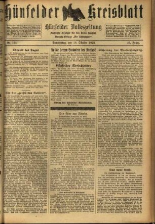 Ausgabe vom Donnerstag, den 18. Oktober 1923.