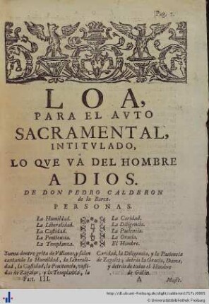 Loa para el Auto Sacramental Lo que va del Hombre a Dios.