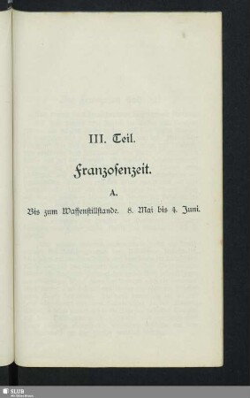 III. Teil. Franzosenzeit