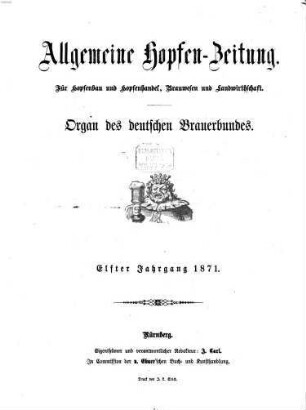 Allgemeine Hopfen-Zeitung. 11, 11. 1871
