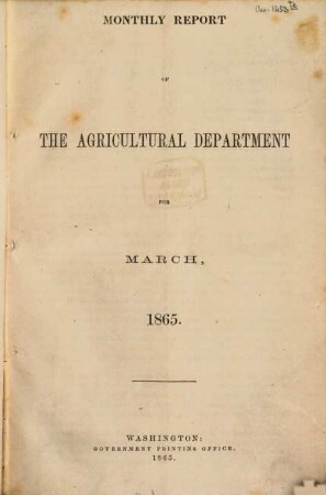 Monthly report of the Department of Agriculture. 1865