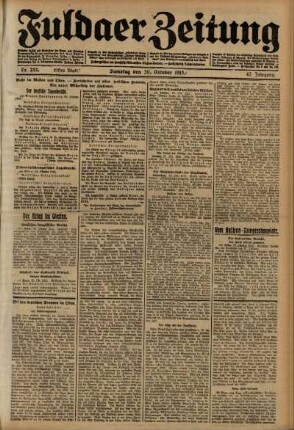 Erste Ausgabe vom Samstag, den 30. Oktober 1915.