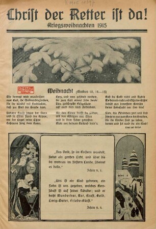 Christ der Retter ist da! : Kriegsweihnachten 1915