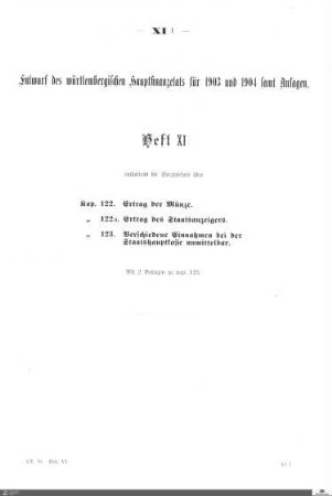 Hauptfinanzetat 1903-1904, Heft 11
