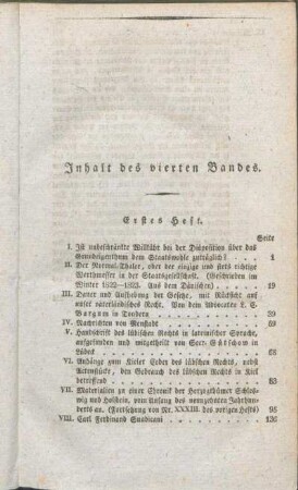 Inhalt des vierten Bandes.