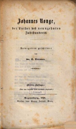 Johannes Ronge, der Luther des neunzehnten Jahrhunderts